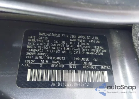 2020 Nissan Rogue Sport Sv Awd Xtronic Cvt z USA, uszkodzony, nr VIN JN1BJ1CW9LW648212